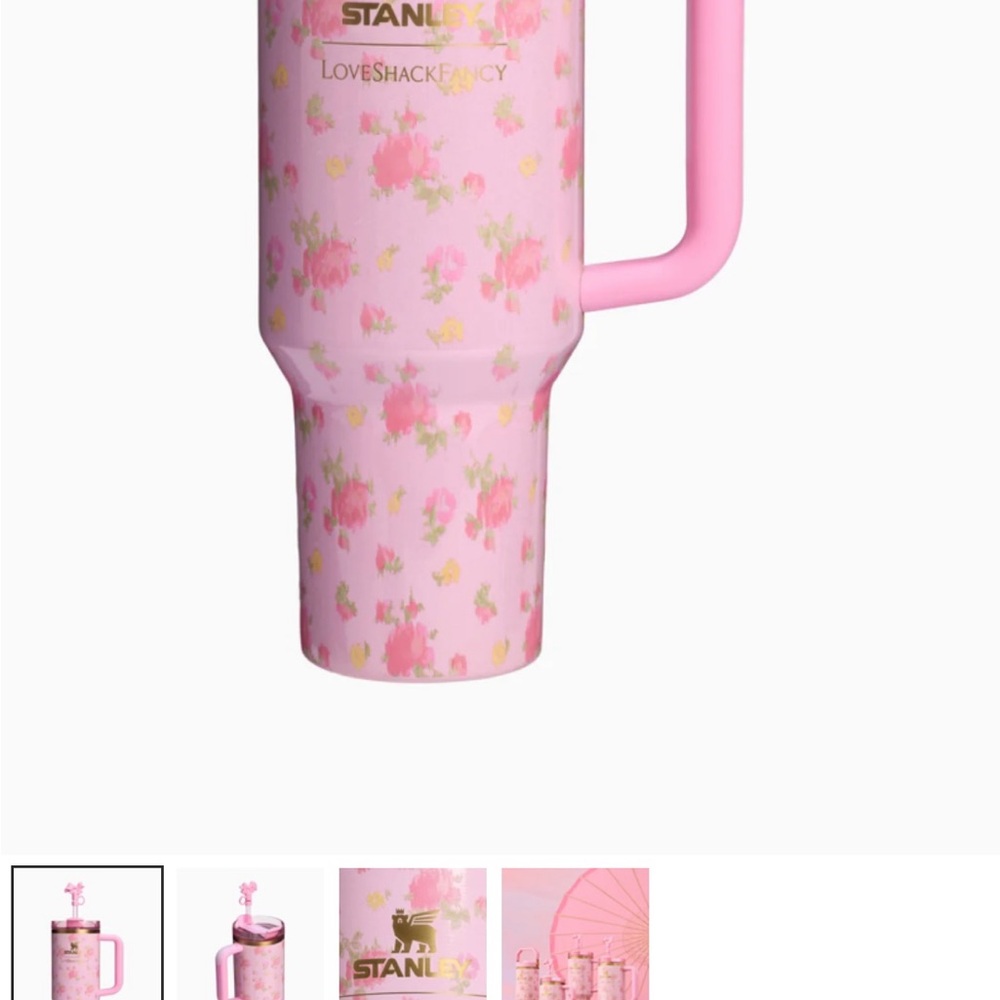 LoveShackFancy x Stanley Pink and Gold Floral Tumbler